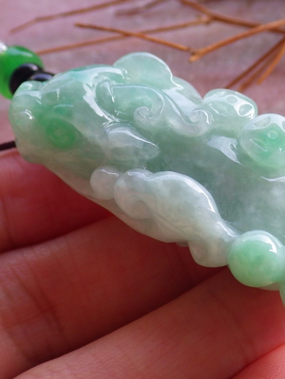 Certified Natural Myanmar Burma A Jade jadeite Dragon Pi Xiu Pendant Necklace